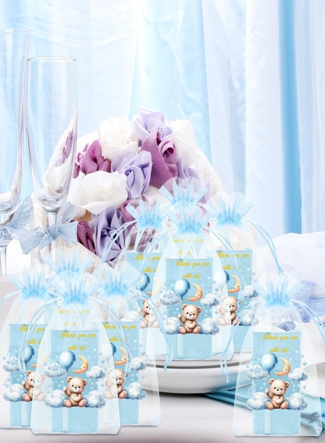 Threlaco 100 Pcs Organza Bags for Baby Shower Party Favor 4 x 6 Inch, Thank You Gift Bags Small Sheer Drawstring Mesh Pouch for Baby Shower Party Favor(Blue) - Image 3